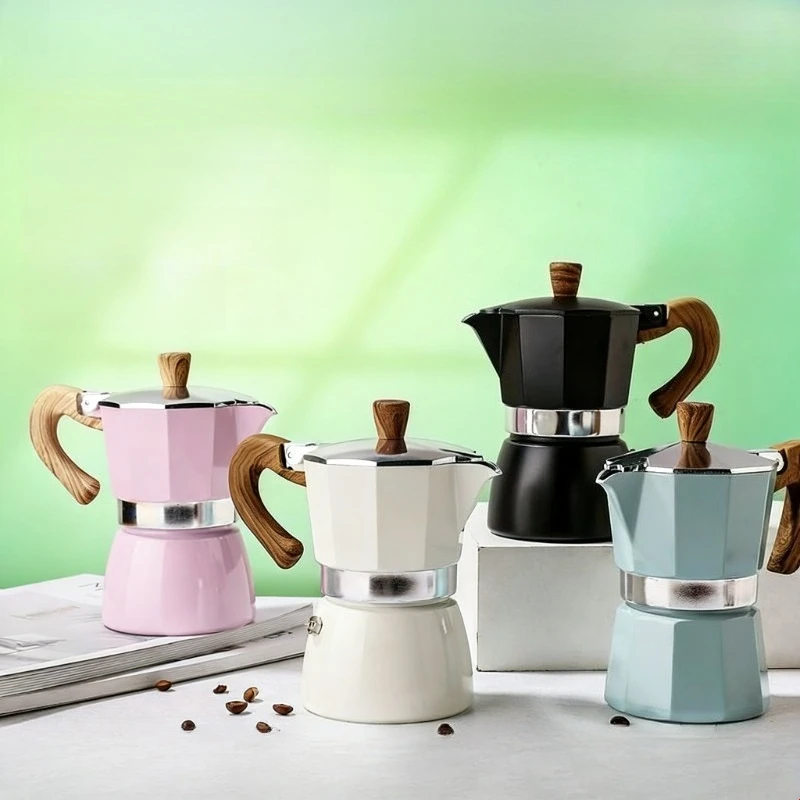 Fenchui 150ml Double Valve Moka Pot Espresso Aluminum Italian Mocha Pot Portable Camping 3 Cup Coffee Pots Barista Accessories