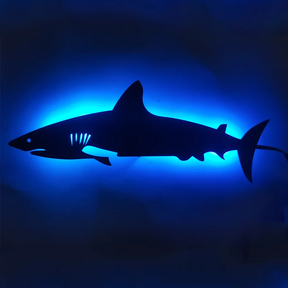 

1pc Silhouette Wall Light Shark Shape Light Gaming Room Decoration For Home Decoration Plaques Birthday Gift Wall Decoration