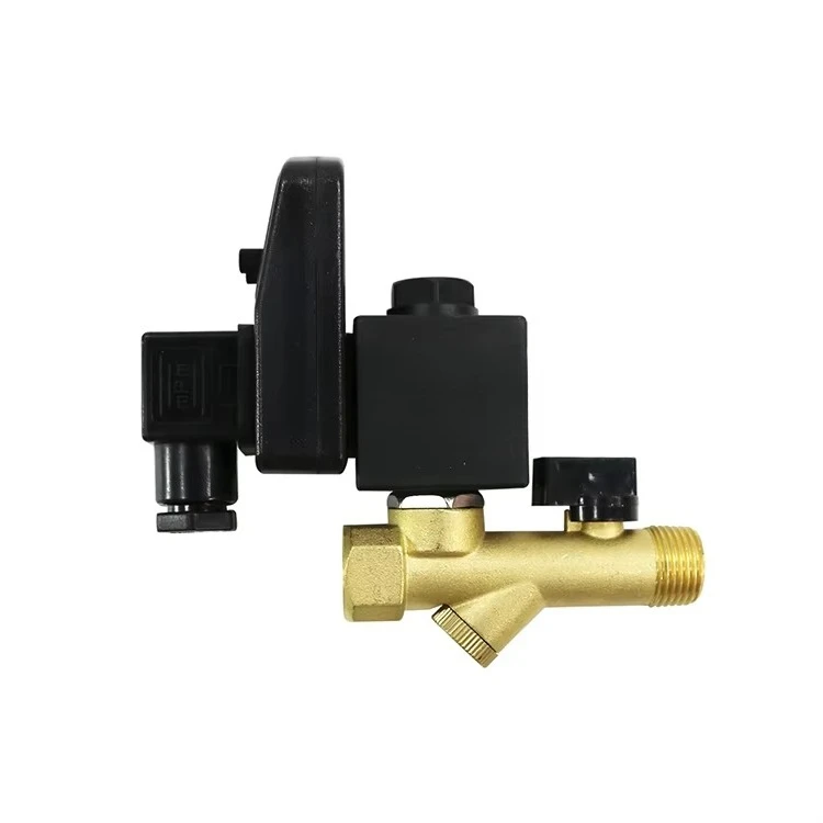 

Integrated drain valve with two-way electronic timing control, pneumatic drain valve, solenoid valve