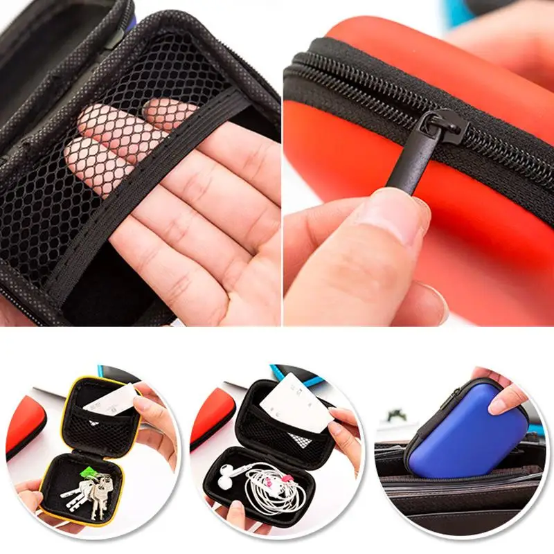 Mini borsa per auricolari portatile EVA portamonete cuffie custodia per cavo Usb custodia per portafoglio borsa per il trasporto accessorio per