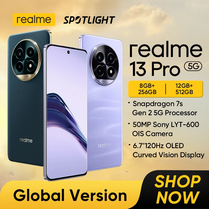 [World Premiere] realme 13 Pro Smartphone Snapdragon 7s Gen 2 5G Chipset Sony LYT-600 OIS Camera 120Hz Curved Display AI Imaging