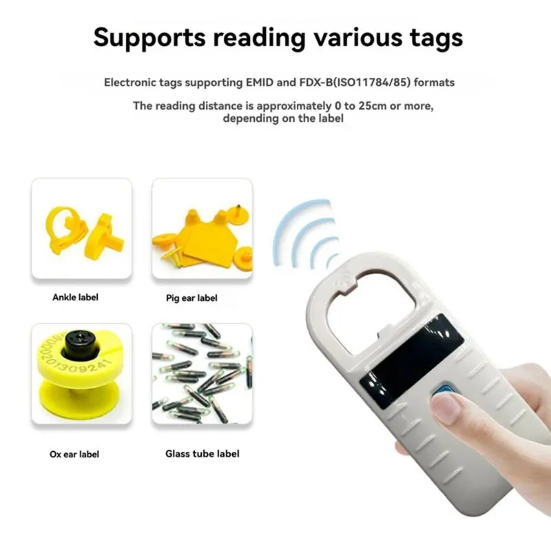 AED7-Animal Scanner 134.2Khz/125KHZ Animal ID Reader Pet Chip Scanner USB+Bluetooth Supports EMID/FDX-B ISO11784/85 Format