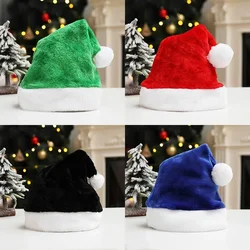 Plush Christmas Hat For Women Red Green Stitching Xmas Hat Adults Kids Christmas Decorations Winter Caps Home Santa Claus Gift