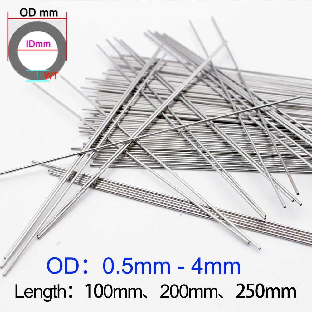 

304 stainless steel precision Capillary pipe Seamless Straight tube 0.5x0.3mm 0.8x0.6mm 2x1mm 3x2mm 2.5x1.5mm 100mm/200mm Long