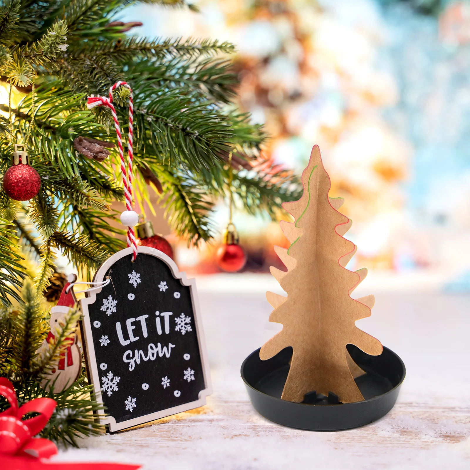 

48pcs Mini Christmas Base Miniature Paper Tree Tray Plastic Stand For Diy Blossom Tree Decoration Stable Round Tray Small Space