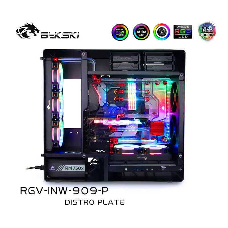 

Bykski RGV-INW-909-P,Distro Plate For In Win 909 Case,MOD PC Water Cooling Waterway Board Reservoir For Computer CPU GPU Cooler