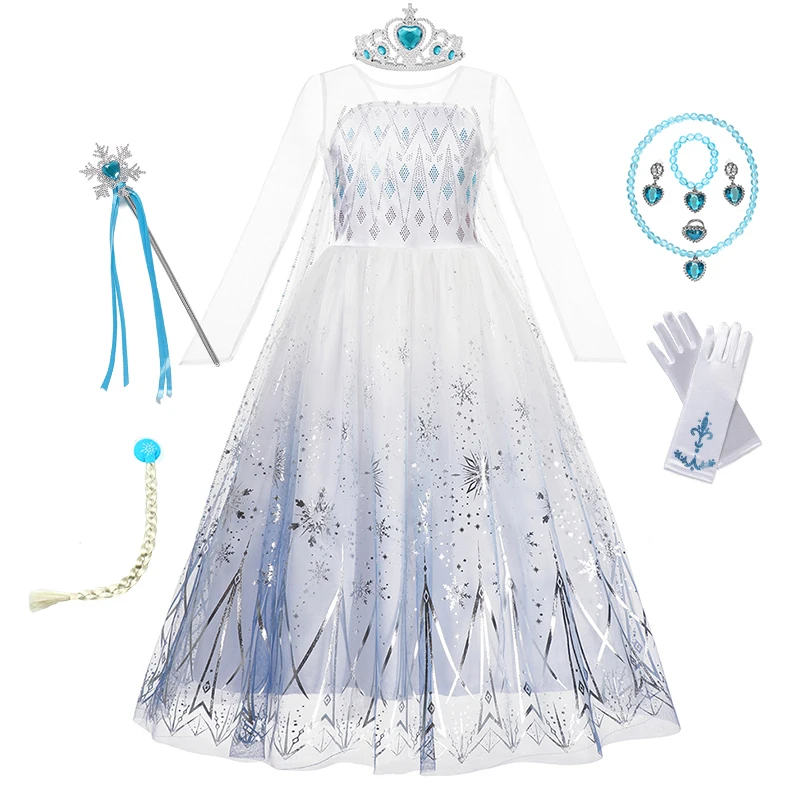 2024 Girls Elegant Dress Cosplay Costumes For Girls Kids Cosplay Anna Elsa Princess Children Gowns Clothing Disney Party Dresses