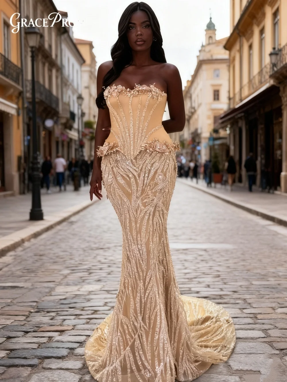 

Luxurious Sweetheart Evening Dress Exquisite Beaded Evening Gown 2026 Elegant 3D Floral Floor-Length Party Gown Customized