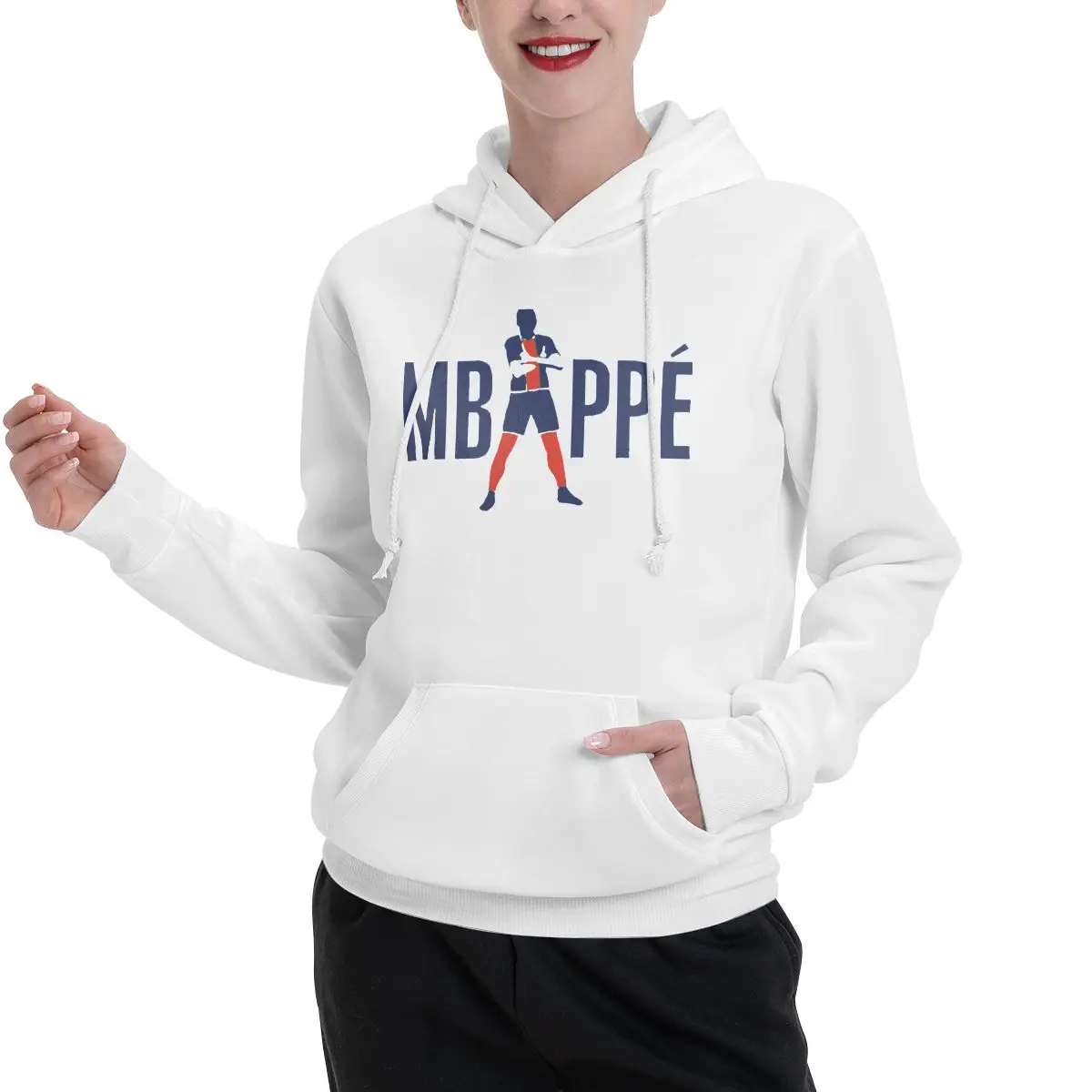 France Football Team Kylianer And Mbappᄅ And Mbappe Couples Plus Velvet Hooded Sweater Casual Graphic Hooded rope pullover