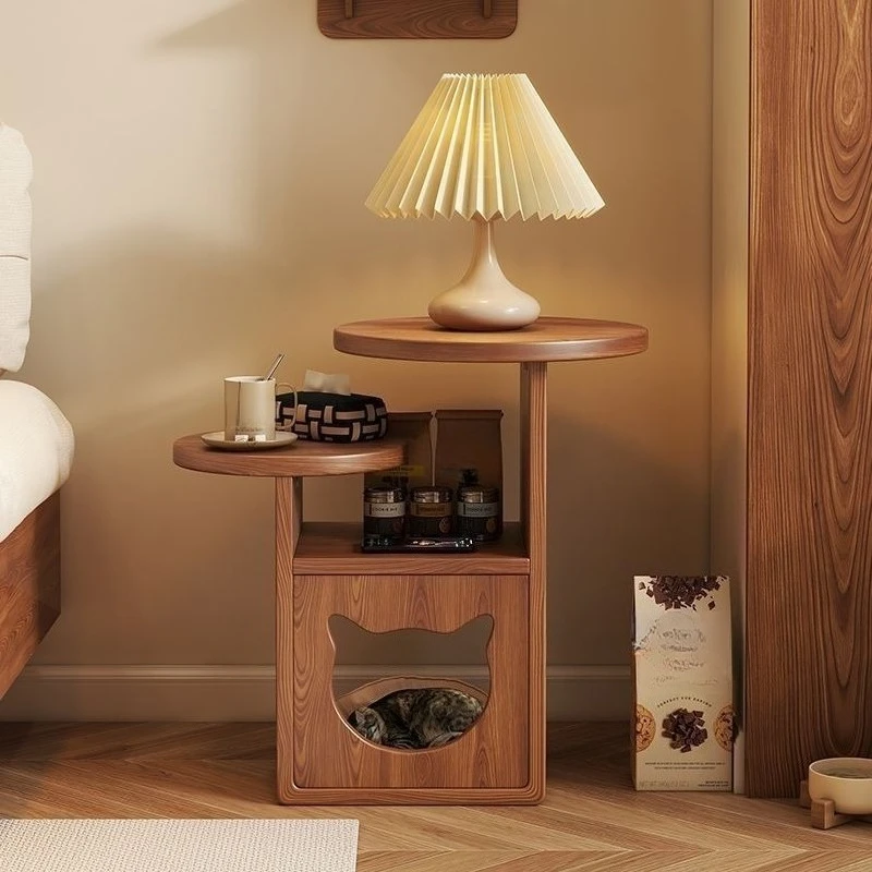 For Solid Wood Bedside Table, Pine Cat Nest Locker, Log Household Pet Cabinet