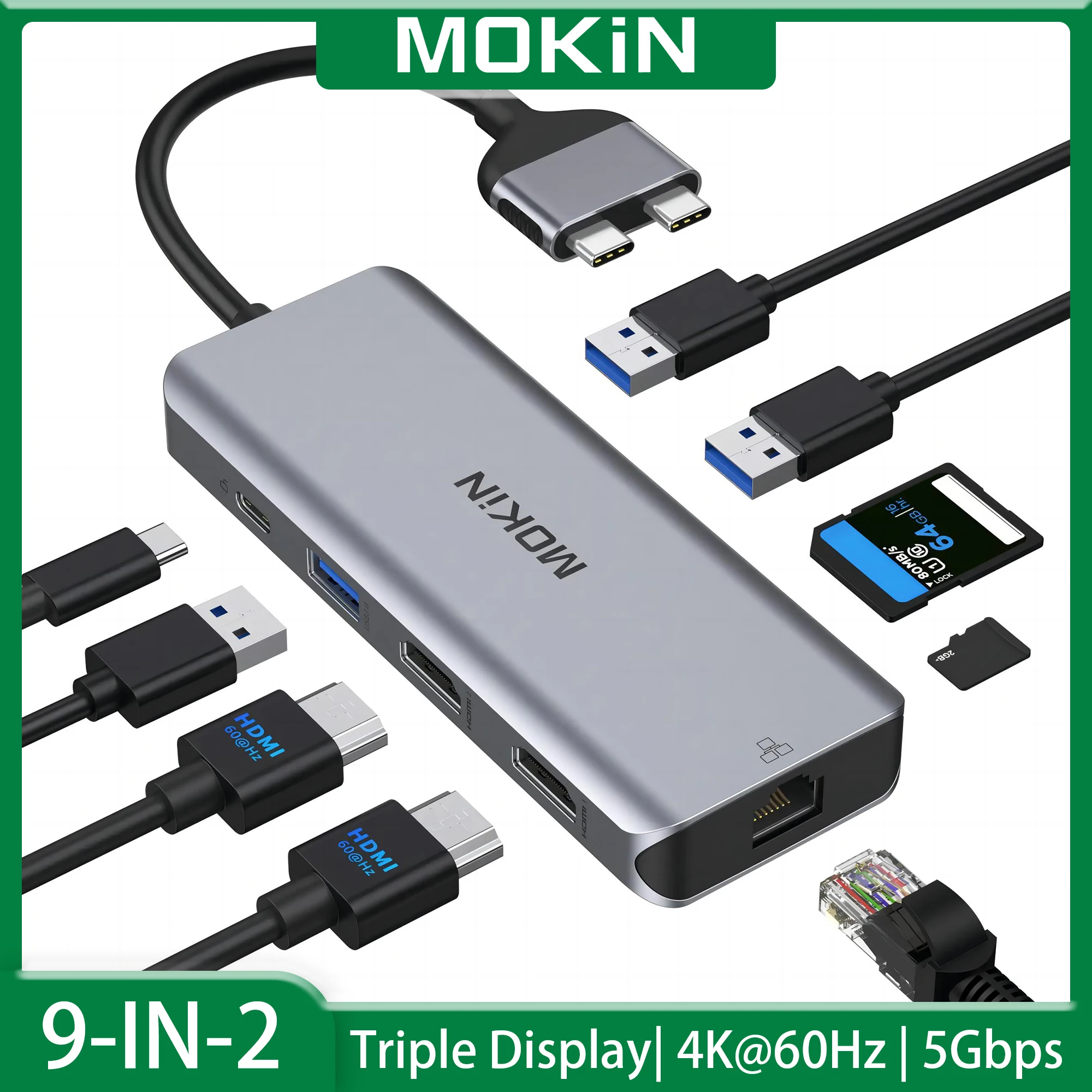 mokin docking station macbook pro monitor duplo adaptador hub em hub usb c para macbook air pro mac dock hdmi dongle 01