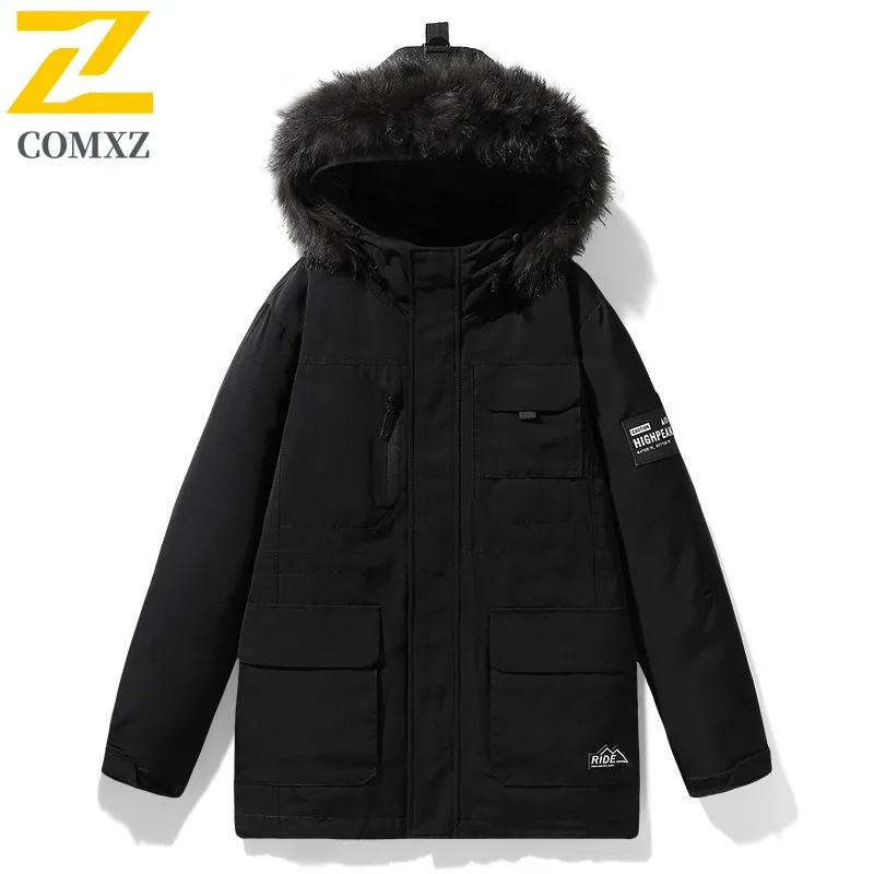 سترة COMXZ للرجال على الطراز الكوري بغطاء للرأس للسفر مقاومة للرياح سترة دافئة بتصميم ياقة ماو خفيفة الوزن ومقاومة للرياح معطف شتوي #1