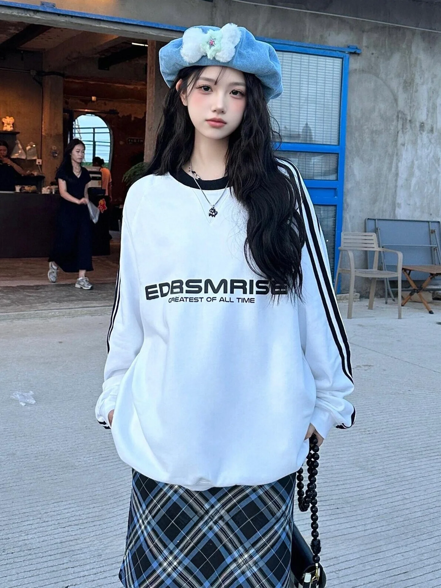 

Ретро-спортивная толстовка в американском стиле для женщин, весна-осень, с цветными блоками и надписями, длинный рукав, свободный крой, повседневный топ для пар, модный