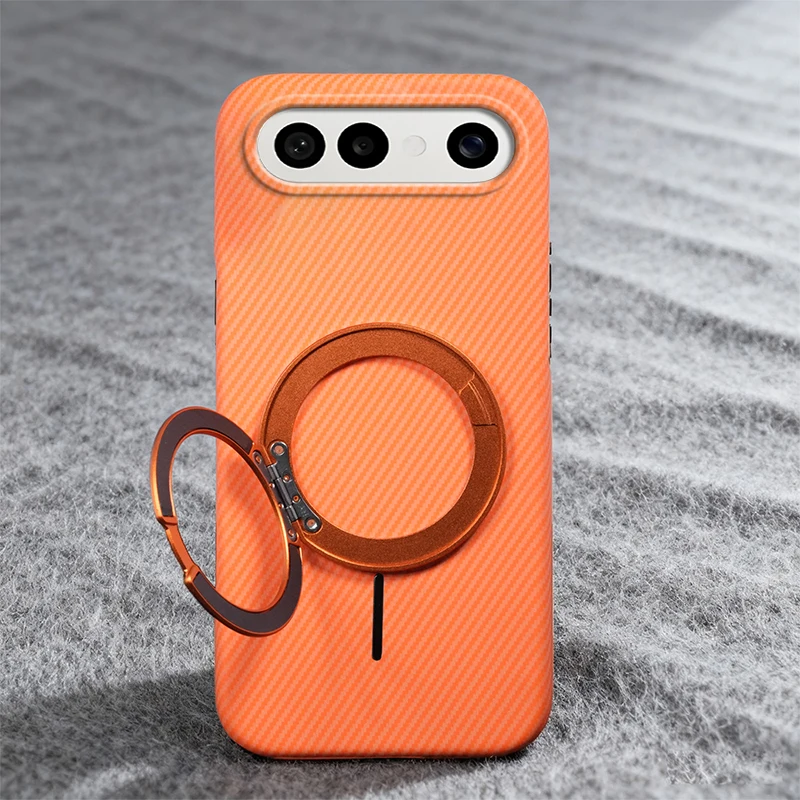 

Case For VIVO X300 FE Magnetic Ring Holder Kevlar Texture Shockproof Wireless Charging Hard PC Bracket Cover For VIVO X300 FE