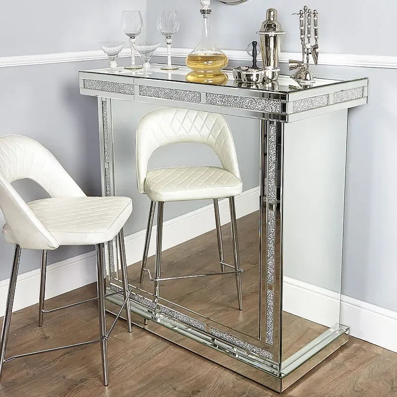 

Modern minimalist silver glass mirror rhinestone silver dressing table porch table