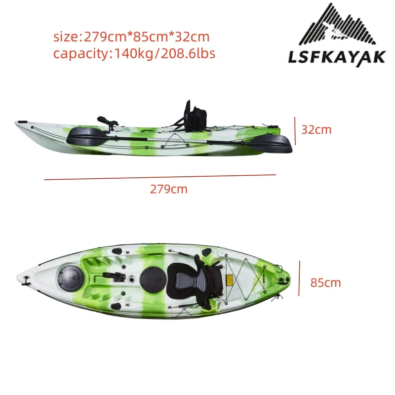 China Factory 2025 Popular Hot Sell 10ft 2.79M One Person Single Seating Plastic Fishing Kayak Boat On Lake And River Sea Ocean