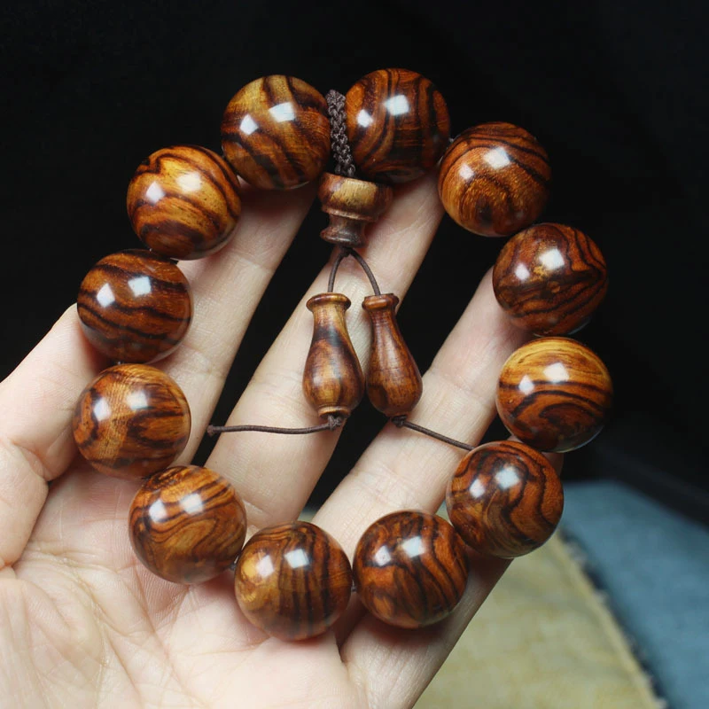 

Hainan Huanghuali Tiger Skin Pattern Bead Bracelet 2.0, Buddhist Prayer for Men and Women, Buddha Beads
