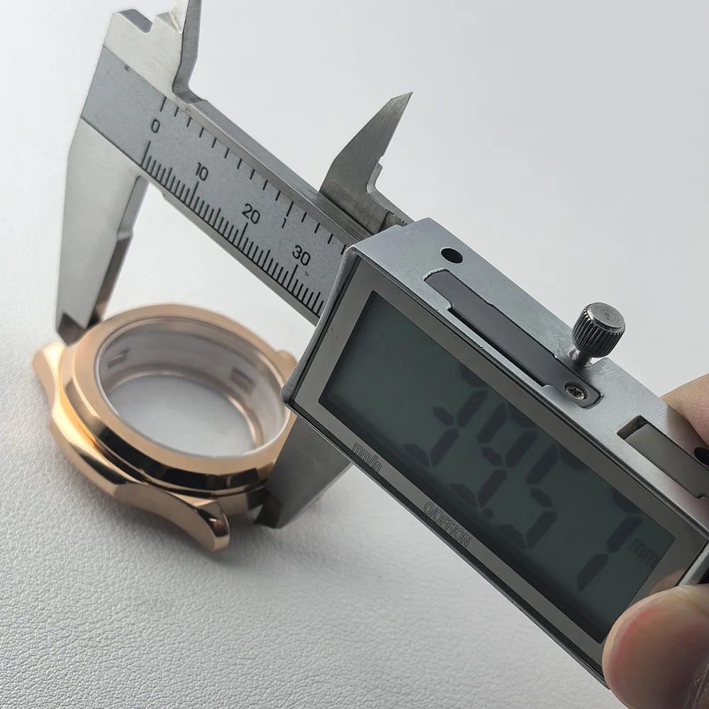 39.5 مللي متر ساعة رجالية علبة فولاذية وردية بها حلقة داخلية تناسب NH35 NH36 ساعة يد تعمل بالحركة أجزاء لساعات المعصم الزجاجية الياقوت صندوق الساعة