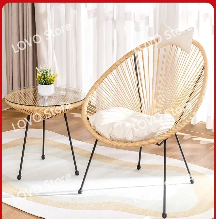 Balcony Small tables and chairs Outdoor leisure rattan  Household one table  two  Garden reading