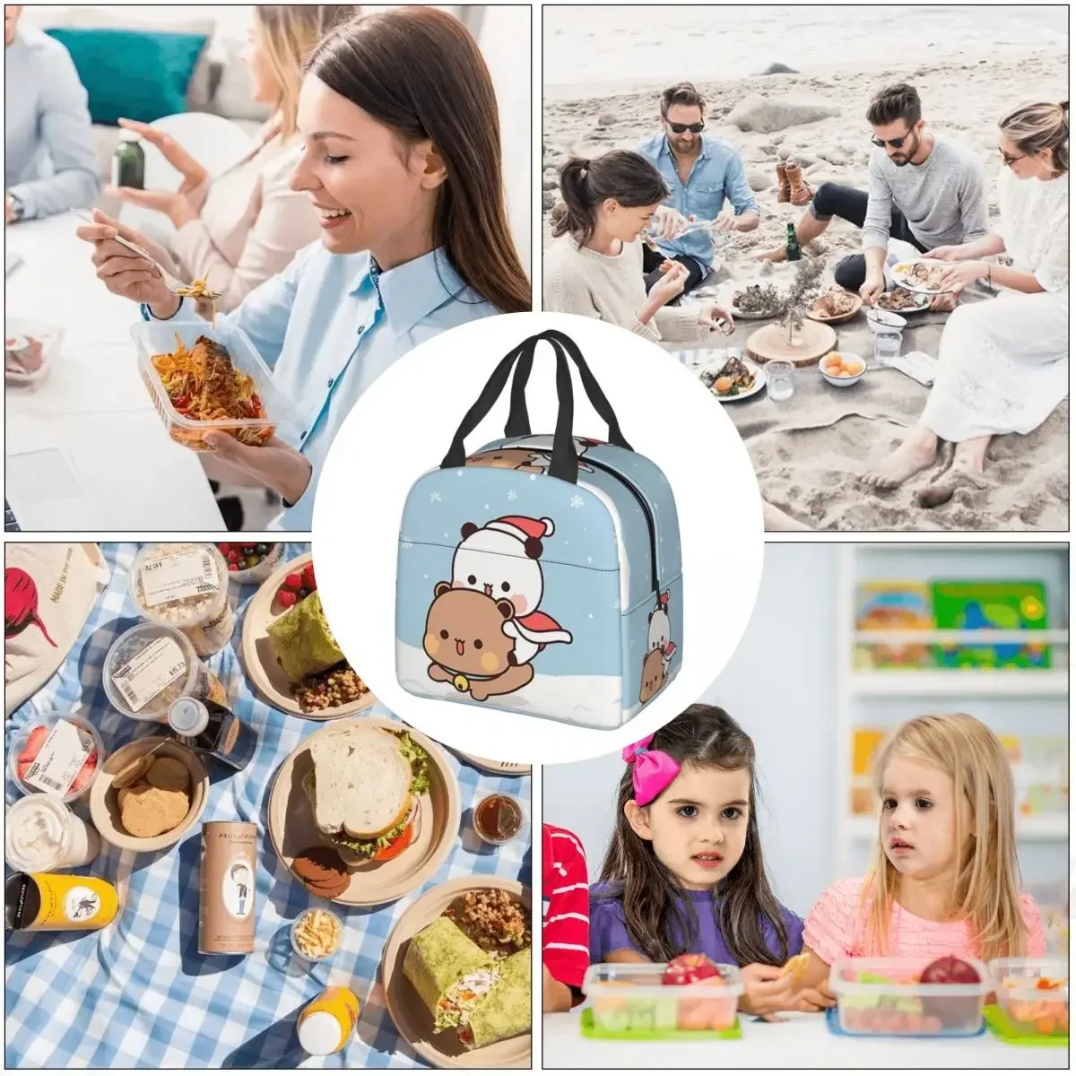 Sac à lunch isotherme Anime pour femmes et enfants, joyeux Noël, bubu et dudu, glacière thermique, boîte portable, sac de glace, fourre-tout