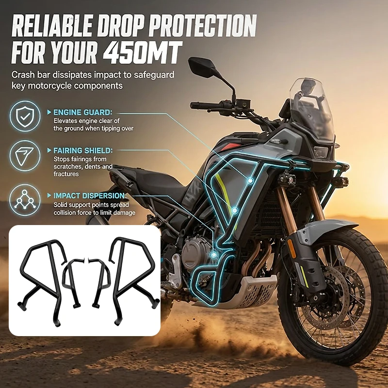 For CFMOTO 450 MT Engine Guard Highway Crash Bar For CF-MOTO 450MT MT450 2024 2025 2026 Motorcycle Frame Protection Bumper