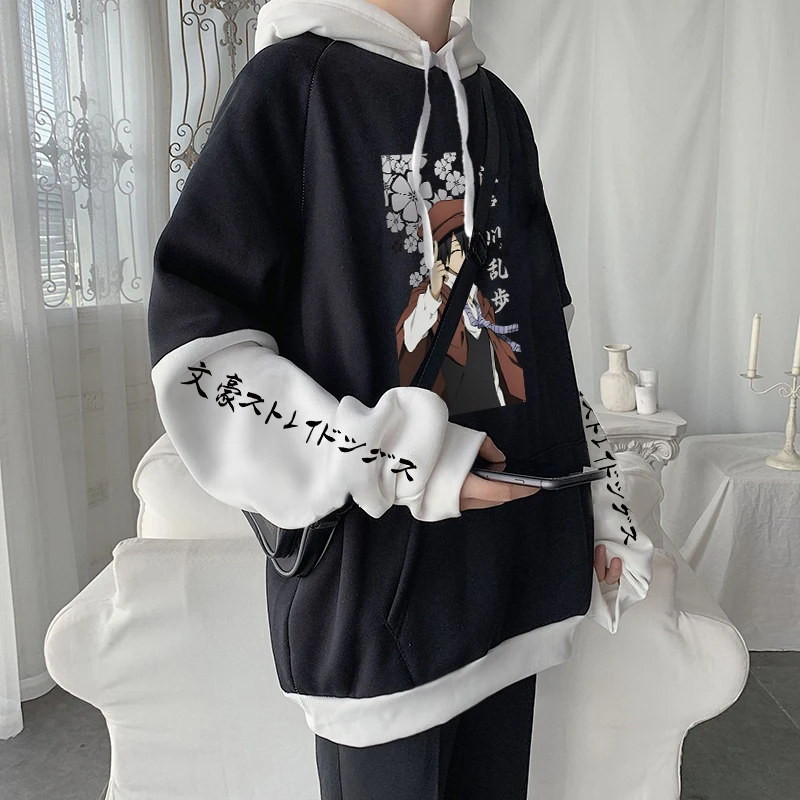 Oversized Fleece Hoodies For Men And Women Cartoon Streetwear Sweatshirts Anime Harajuku Bungo Stray Dogs Edogawa Rampo Trendy