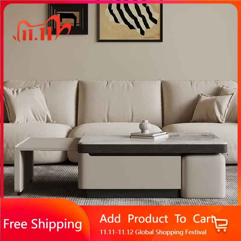 

Italian Clear Coffee Table Storage Drawers Unique White Modern Side Table Nordic Balcony Nordic Mesa Auxiliar Hotel Furniture