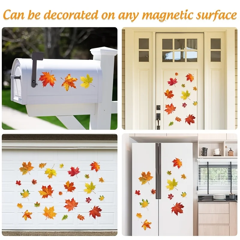 25-Piece Fall Garage Decor Magnetic Stickers Watercolor Maple Leaf Magnetic Stickers, Thanksgiving Home Decor