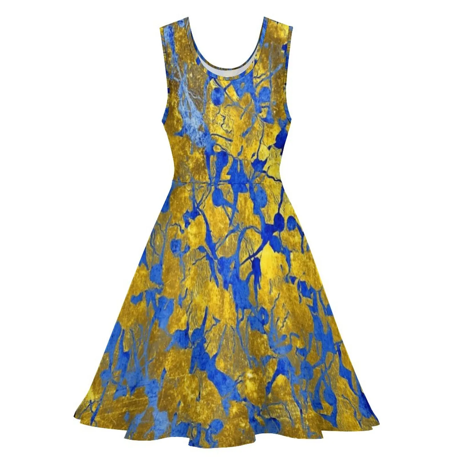 Blue Splash on Gold Sleeveless Dress fairy dress Dress for girls