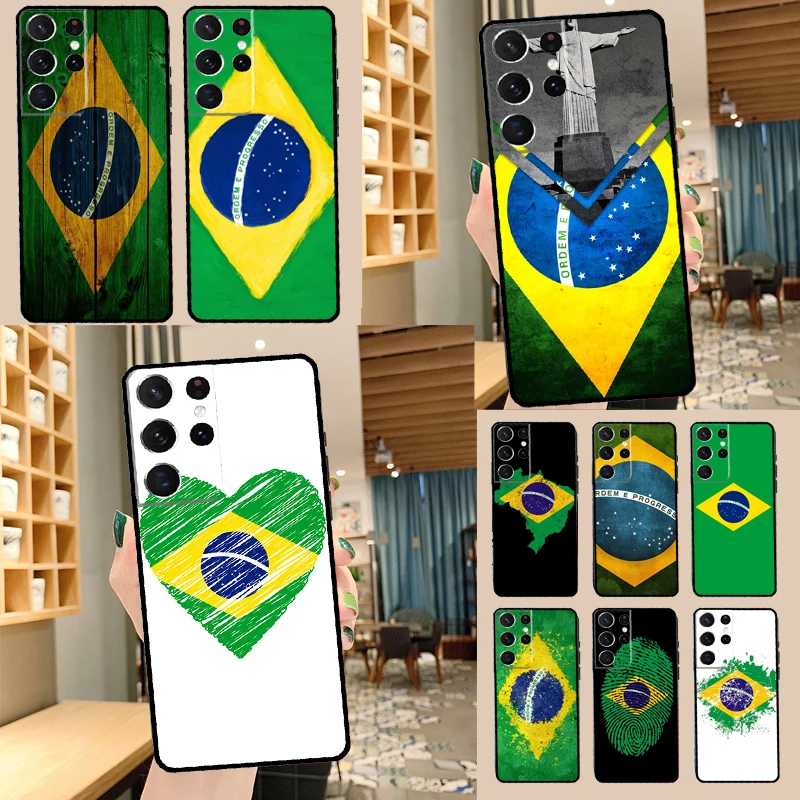 Custodia con bandiera brasiliana brasiliana per Samsung S22 S23 Ultra S8 S9 S10 S10e Note 10 Plus Note 20 Ultra S21 S20 FE Cover