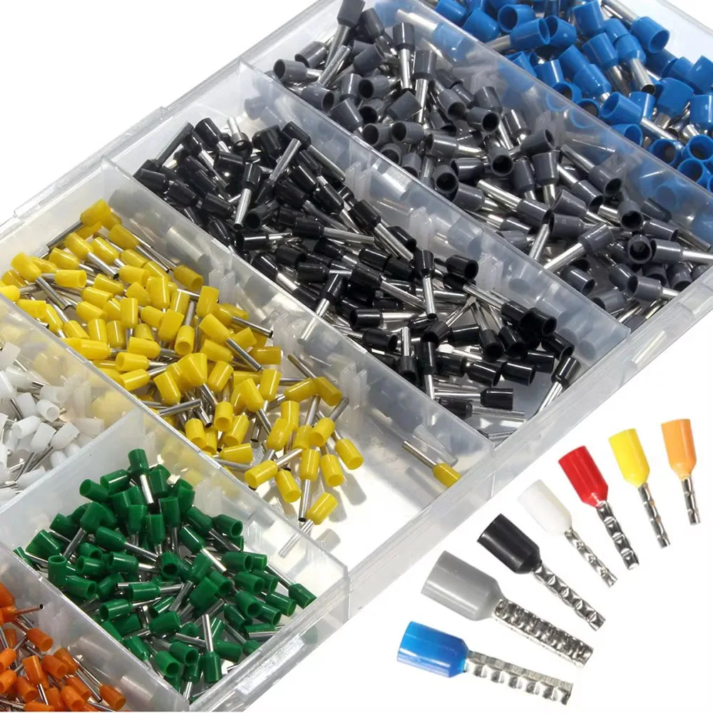 800PCS Wire Ferrules Connector Kit, AWG 24-10, Insulated Ferrule Crimp Pin Terminal, 8 Sizes Insulated Copper Crimp Connector