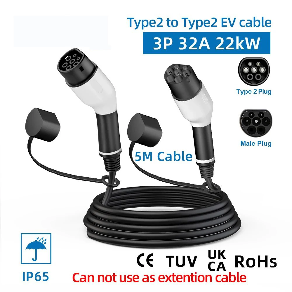 

32A 22KW 3Phase Type to Type2 Waterproof EV Charging Cable 5M IEC 62196-2 Charger For PHEV Electric Vehicles In Public Station