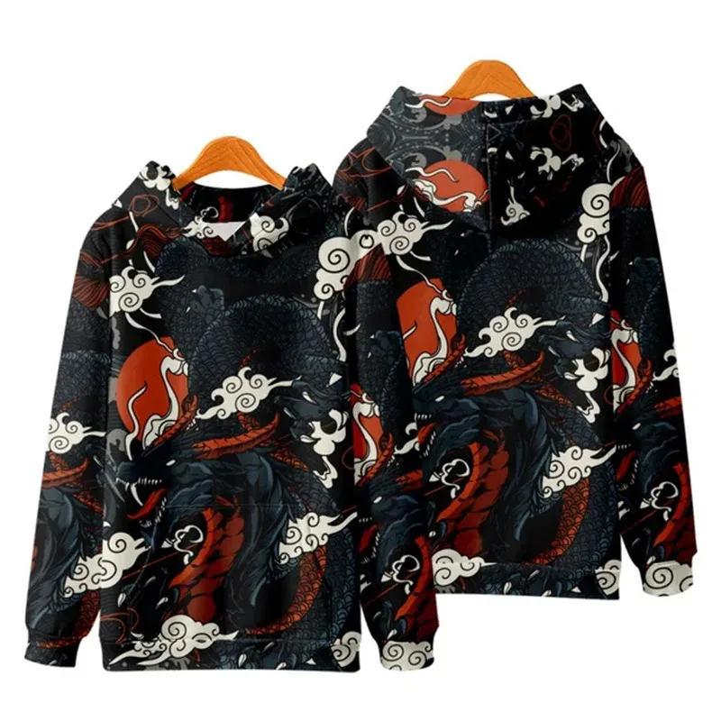 Top Fashion Loose Spring And Autumn New Arrival Dragon Print Chinese Style Popular Casual Hoodies Long Sleeve Hooded Sweatshirts