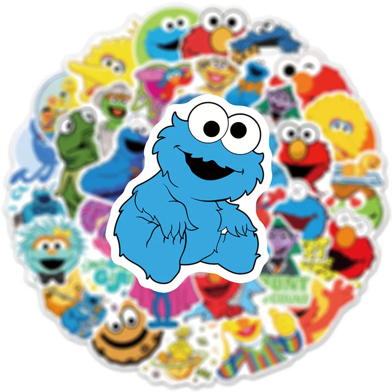 50PCS Sesame Street DIY Cartoon Stickers Phone Trunk Refrigerator Waterproof Anime Stickers Anime Figure Image Toys Sticker Gift