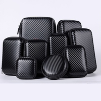 Mini Portable EVA Storage Bag Carbon Fiber Look Pouch Carrying Bag Zipper Case For Earphone/Phone/Charging Cable Ect Accessories