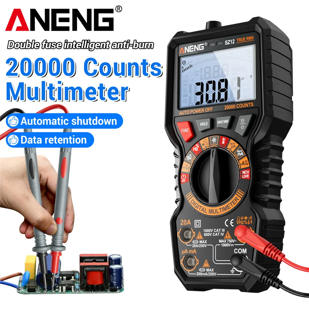

ANENG SZ12 Digital Multimeter 20000 Count AC/DC Voltage Tester Current Multimetro Resistance Capacitance Meter Test tools