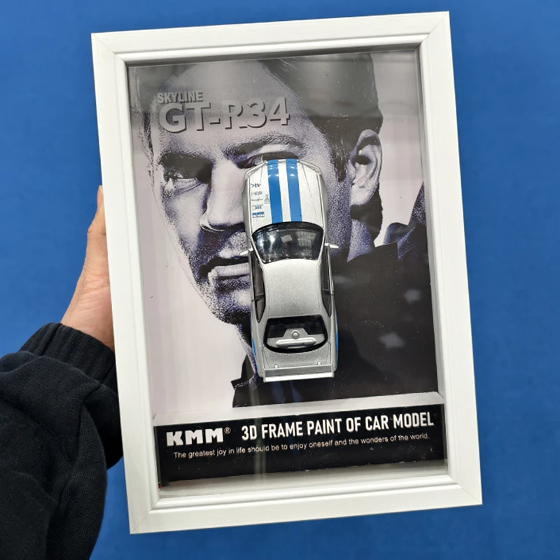 

1/32 Nissan GTR R34 Photo Frame Version Alloy Sports Car Model Simulation Racing Car Hanging Painting Collection