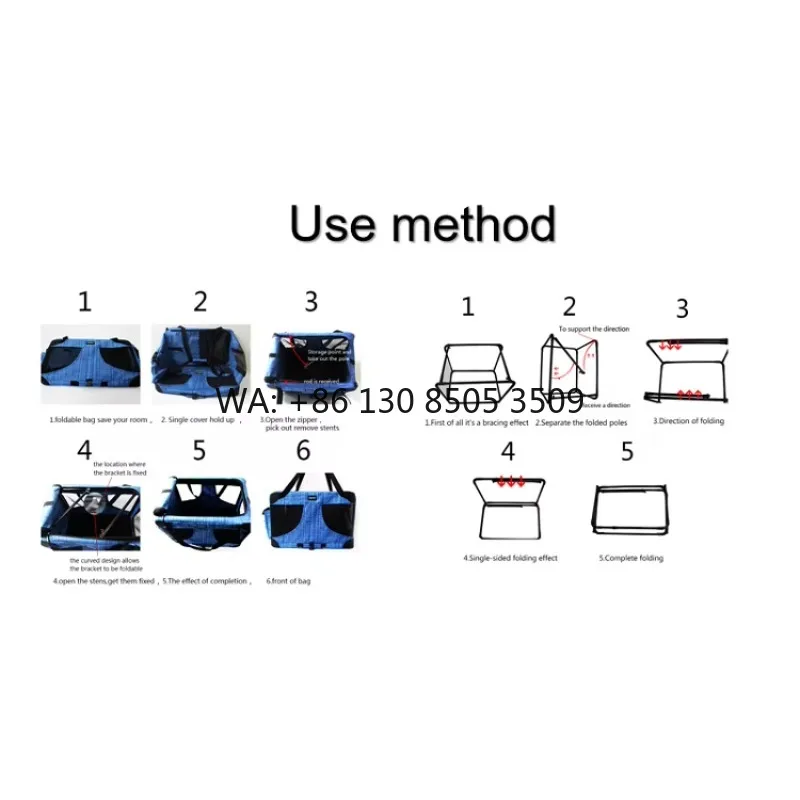 

Portable Foldable Soft Pet Travel Crate Breathable Durable Zipper Closure Nylon Construction Solid Pattern Pet Cages Houses