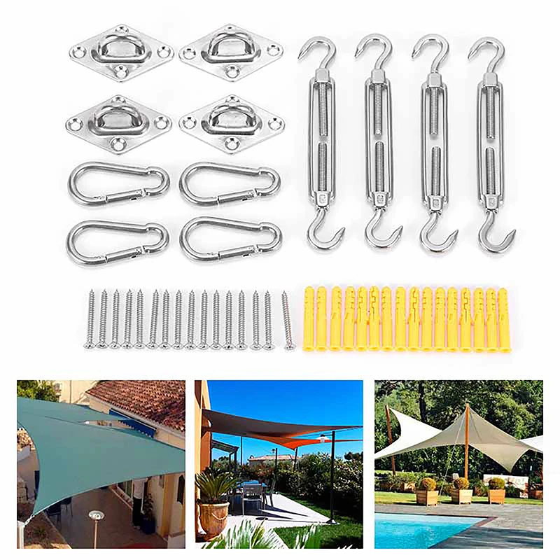 Triangle Sun Shade Sail Install Set Outdoor Garden Pool Awning Stainless Steel Hardware Kit Sun Canopy Fixing Accessories