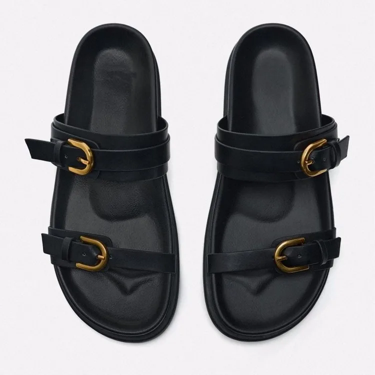 Designer Women Platform Sandals Gold Buckle Roman Shoes New Summer Metal Circle Gladiator Sandalias Mujer Muffins Slides Shoes