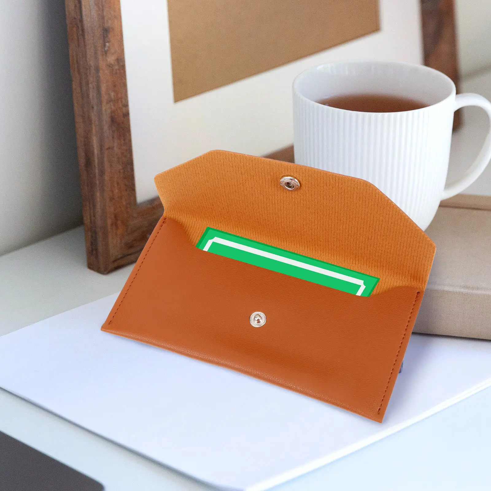 

Cash Envelope Wallet PU Material Large Capacity Button Closure Portable Cards Pouch Outdoor Travel Purse Wallet