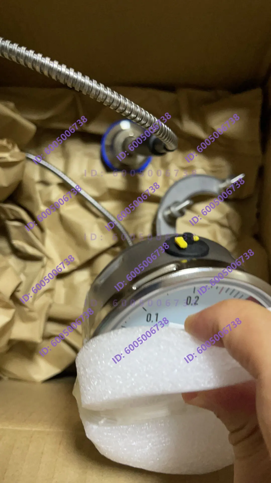 Steam sterilizer inner chamber diaphragm pressure gauge, hose length 500.850.1050.1650.