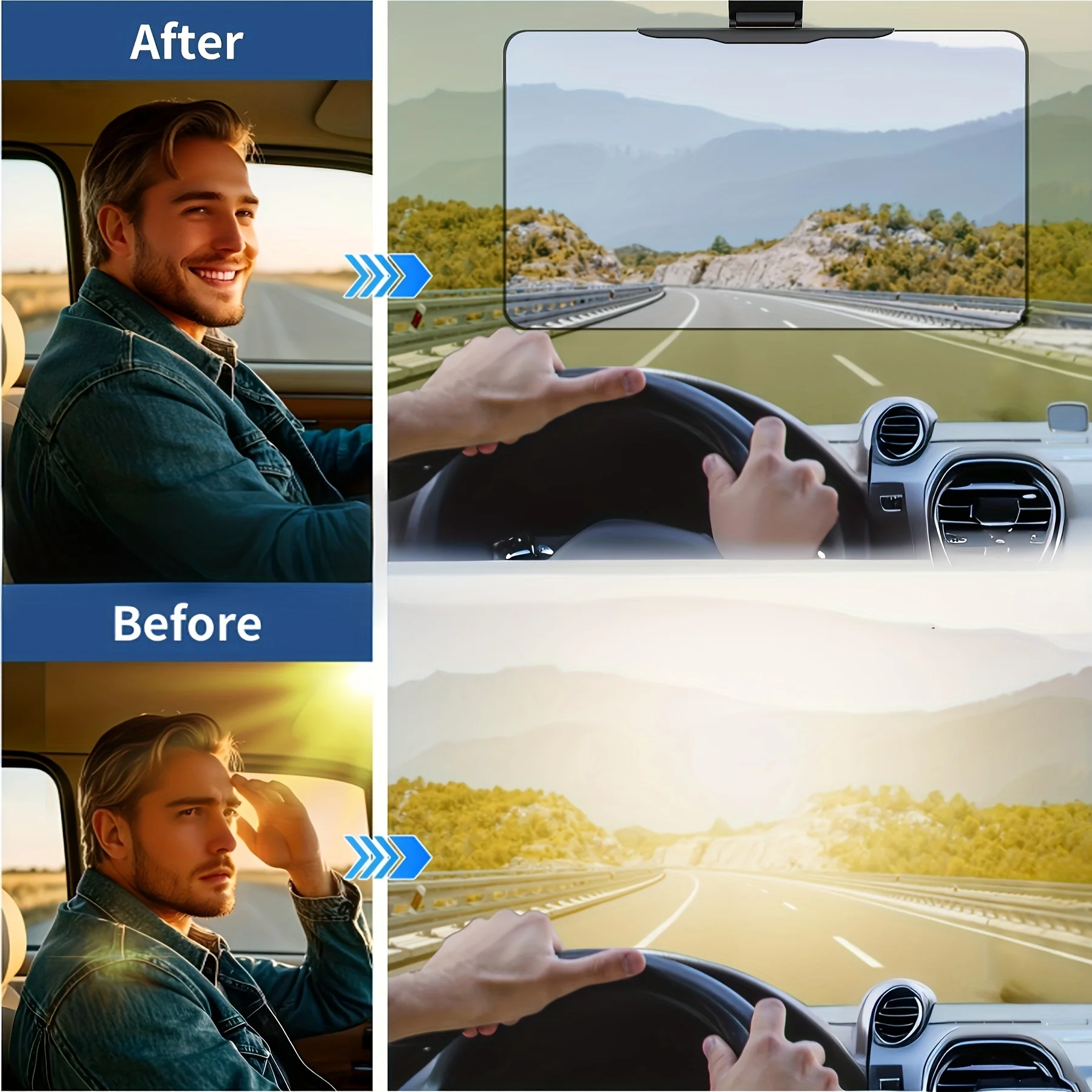 1 Stück große polarisierte Auto-Sonnenblende-Verlängerung mit UV400-Schutz und sicherer Schnallenbefestigung – Anti-Schnee-Blind-Auto-Visier – Detail 4