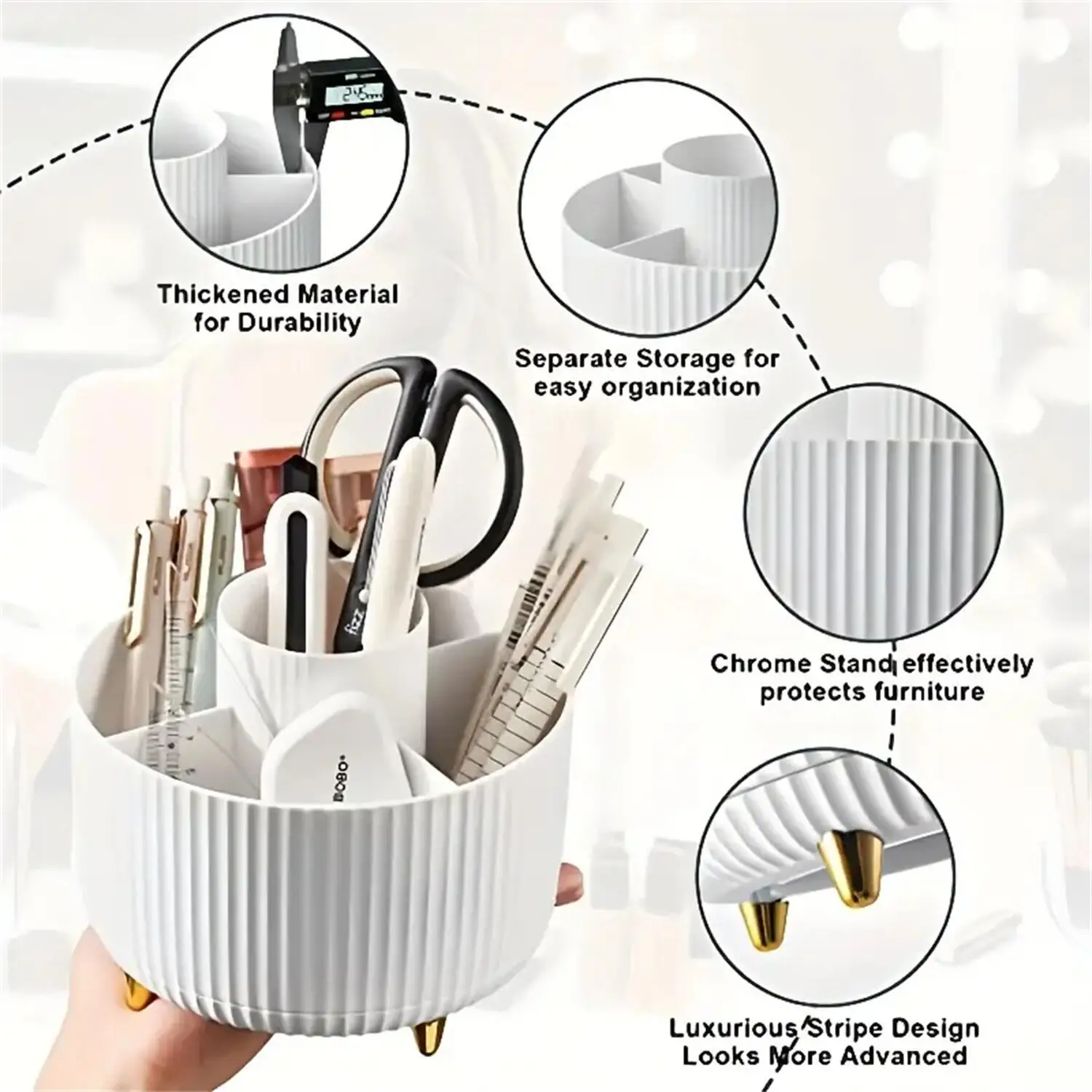 360° Rotating Makeup Organizer Review, 5-Compartment Cosmetic Storage Holder for Brushes image 4