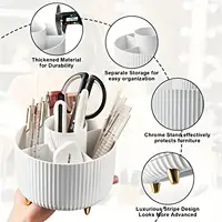 360° Rotating Makeup Organizer - 1pc Plastic Cosmetic Storage with 5 Compartments - Multi-Functional Holder for Brushes 5
