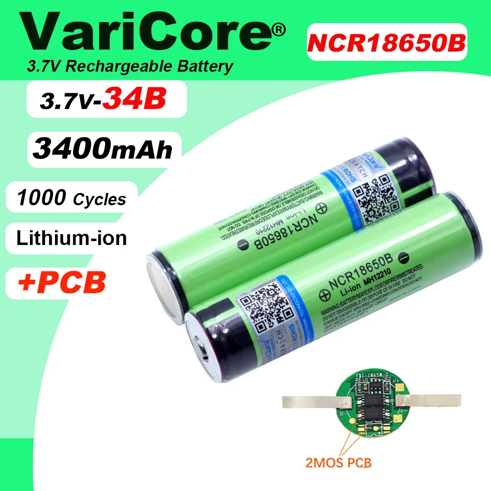 

VariCore New Original Protected 18650 NCR18650B Rechargeable Li-ion battery 3.7V With PCB For Flashlight batteries use