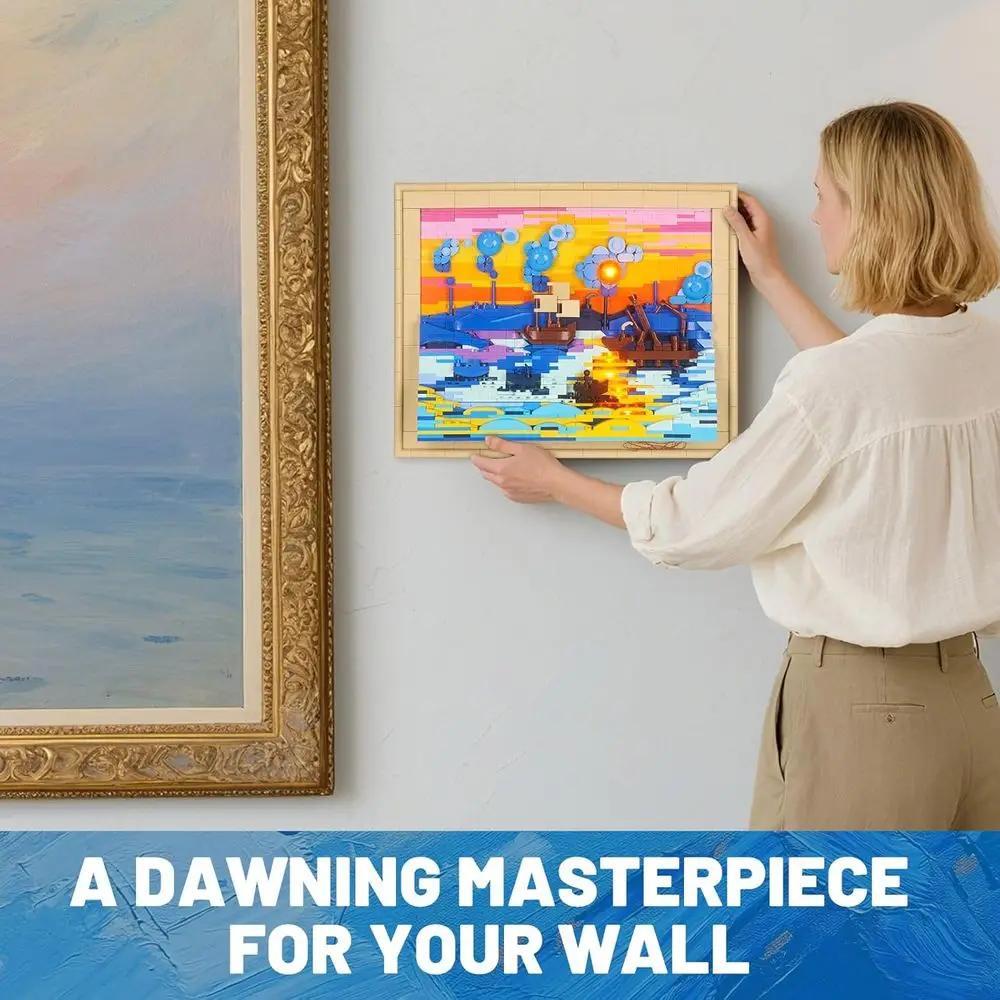 Kit blocco artistico Sunrise con impressione illuminata premium per adulti - Elegante decorazione da parete e regalo da collezione