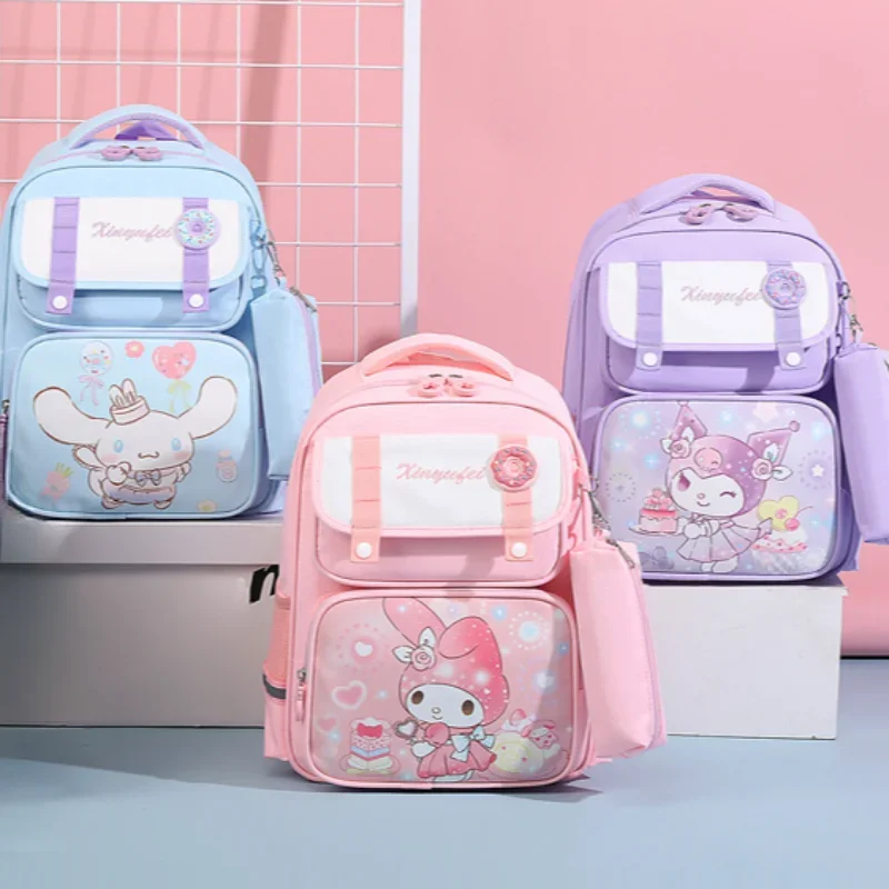 Школьный ранец Sanrio Kulomi Женский, легкий вместительный рюкзак для учеников с рисунком корицы и нефрита, с защитой от брызг