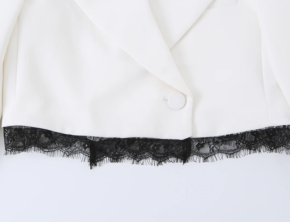 KONDALA Büro-Damen Casual Blazer-Anzug mit Spitzen-Patchwork Kurzer Blazer Weite Shorts Mode 2026 Sommer Frühling Eleganter Anzug – Detail 9