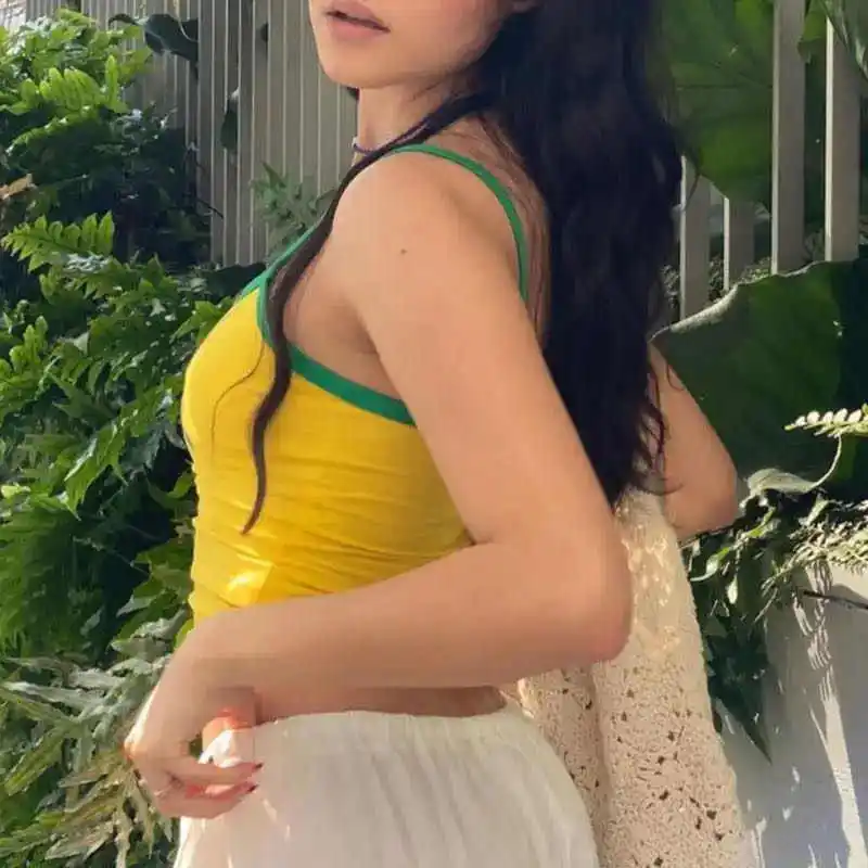 

Sexy 90s Brazil Letter Aesthetic Women's Tirt Hot Selling Crop Top Cotton 00% Regenerated Cellulose Fiber Pure Color